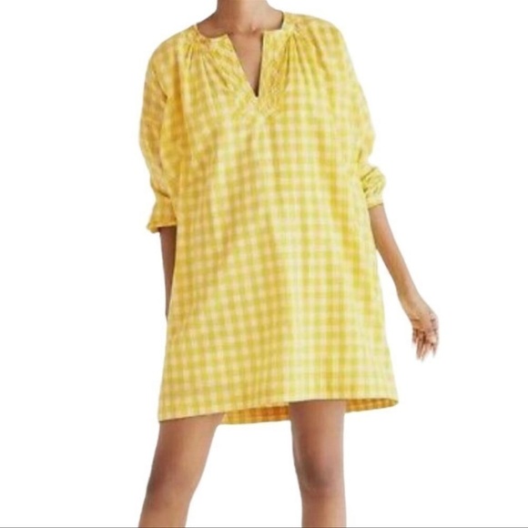 Madewell Yellow Gingham Tunic Dress - Small - Picture 2 of 16